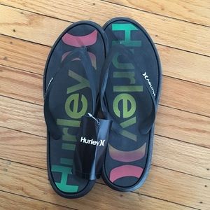 NWT Men’s Black Hurley Flip Flops, Size 10